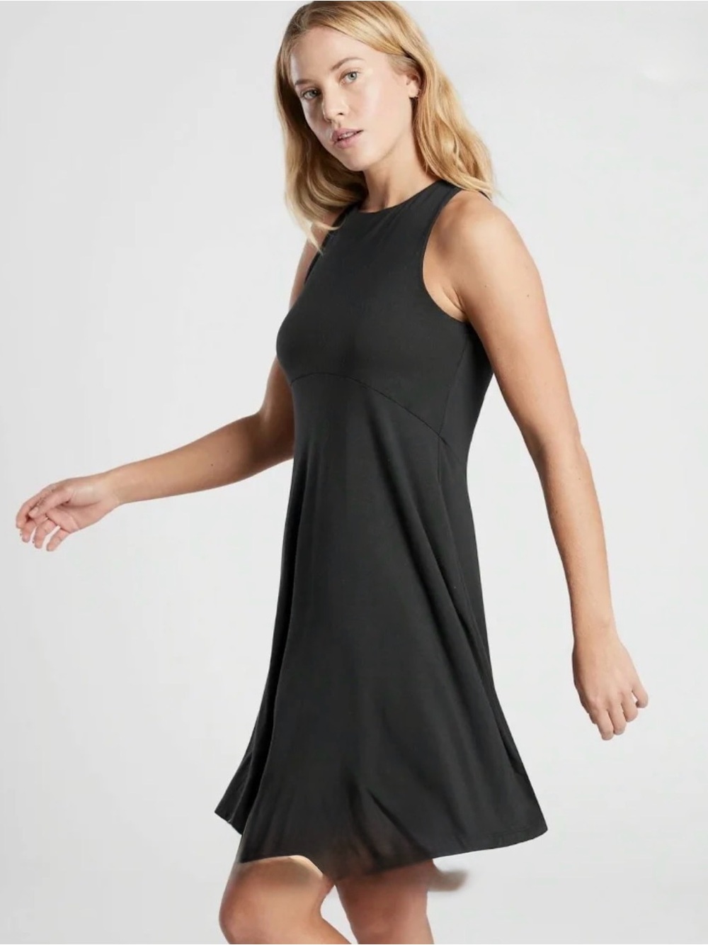 New Athleta Santorini Thera Sleeveless Flowy Soft Little Black Dress Size XL